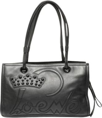 Loewe Pre-owned Handbags, female, Black, Size: ONE SIZE Pre-owned Leather Tote