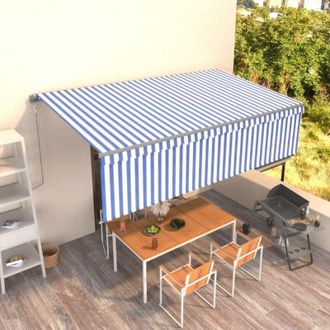 vidaXL Vidaxl - Toldo Retr&aacute;ctil Autom&aacute;tico Con Persiana Azul Y Blanco 5x3 M