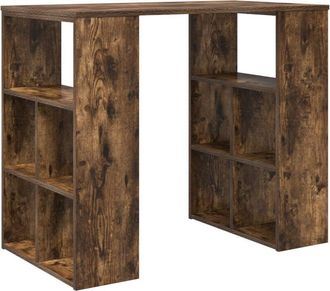 vidaXL Vidaxl - Desk with Shelf Smoked oak 90 x 50 x 75 cm Engineered Wood