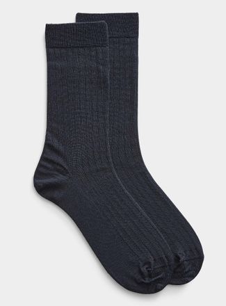 Bleufor&ecirc;t Mens Finely ribbed merino wool socks