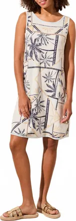 Tribal Reversible Tropical Waters Sleeveless Dress In White/navy