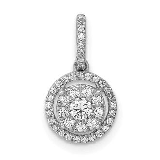Diamond2Deal 14k White Gold 1/4 carat Diamond Round Halo Cluster Pendant