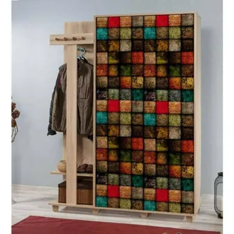 Dmora Dmora - Muebles de entrada Terpsi, Entrada para perchas, Composición para atrio, Consola de almacenamiento multifunción, 135x36h194 cm, Roble y