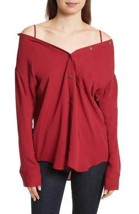 Theory Tamalee Silk Shirt in Bright Raspberry at Nordstrom, Size Medium