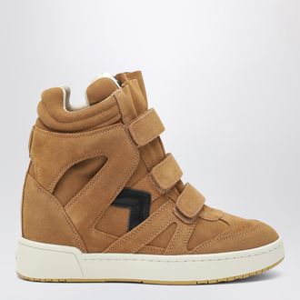 Isabel Marant Sneakers alte con zeppa in pelle im3 Cognac / Nere