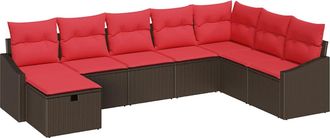 vidaXL Conjunto De Sof&aacute; De Jard&iacute;n 8 Uds. Rat&aacute;n Sint&eacute;tico Vidaxl