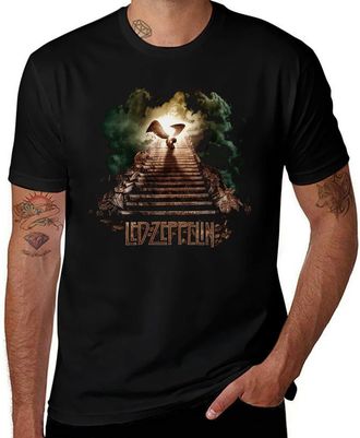 Generic Led Music Zeppelin Page & Plant Angel Design T-Shirt for Men, Vintage Band Graphic Tee, Classic Rock Concert Shirt,Cotton Music Merch Style XL