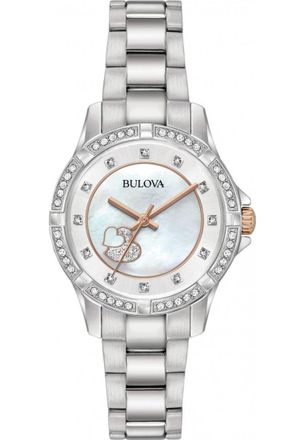 Bulova Womens 98L232 Ladies Crystal Watch - Silver - One Size