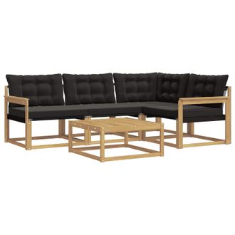 vidaXL Conjunto De Sof&aacute;s De Exterior 5 Pcs Blanco Y Negro Vidaxl