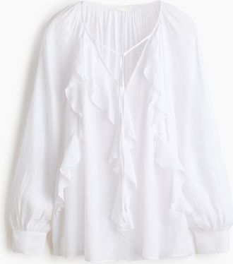 H&M Bluse mit Volants - Weiss