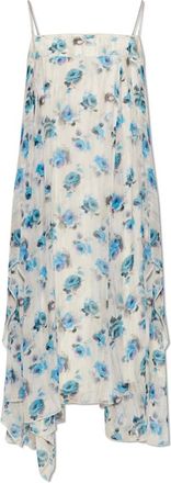 Tory Burch Tory Burch, Midi Dresses, female, Blue, Size: XS Printed Silk Dress