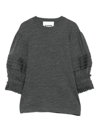 Jil Sander ruffled-sleeved top - Grey