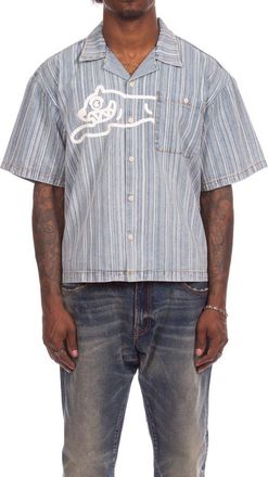 Icecream Float Running Dog Denim Graphic Camp Shirt in Blue Stripe at Nordstrom, Size Xx-Large