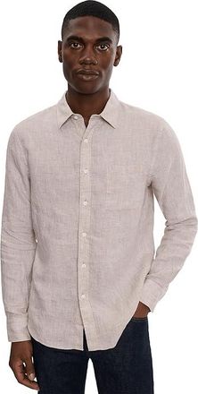 Vince Classic Fit Long Sleeve Separate Placket Shirt Mens Clothing Teak/Optic White : XL, Linen