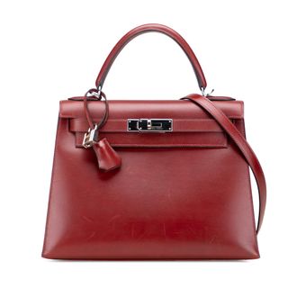 Herm&egrave;s Pre-owned Womens Kelly Shoulder Bag Classic - Dark Red Leather - One Size