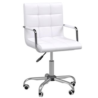 HOMCOM Sedia Da Ufficio In Pelle Pu Bianca Con Altezza Regolabile - Homcom