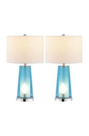 Jonathan Y Designs Tryon 26 Modern Minimalist Glass/Iron Nightlight LED Table Lamp in Clear Blue/chrome at Nordstrom