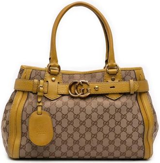 Gucci Pre-owned Tote Bags, female, Brown, Size: ONE SIZE Pre-owned Vintage GG Monogram Canvas and Leather Tote Bag
