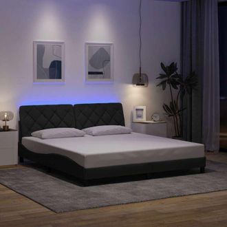 vidaXL Estructura De Cama Con Led Sin Colch&oacute;n Gris Oscuro 180x200 Cm Vidaxl