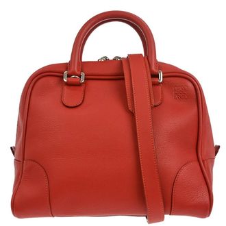 Loewe Amazona 75 Bag Leather Red Leather Handbag (Pre-Owned)