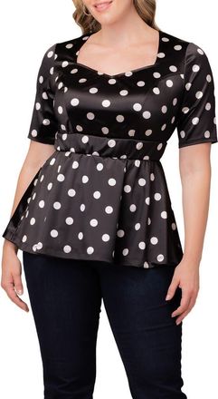 Kiyonna Posh Peplum Top in Black Polka Dot at Nordstrom, Size 0 X