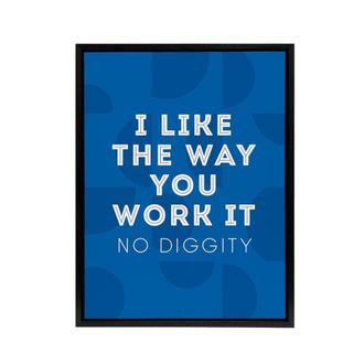Artery8 I Like The Way You Work It Modern Blue Cheeky Framed Canvas Art Print | Size: W24 x H32