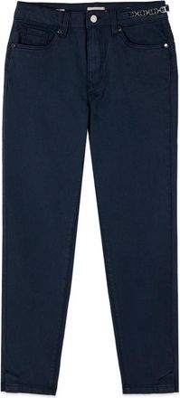 Oltre Skinny broek met metalen ketting - Dames - Vrijetijds broeken - Blauw - 2XL - Katoen - Broeken