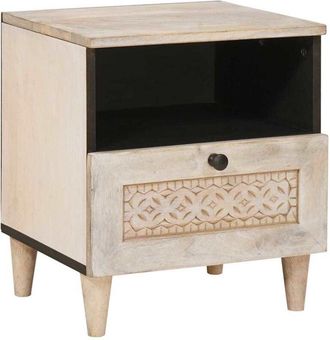 vidaXL Bedside Table Beige 40 x 33 x 46 cm Solid mango wood vidaXL