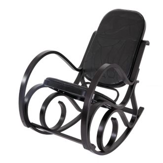 Hhg Hhg - Nunca Usado] Mecedora M41, Sill&oacute;n Giratorio Sill&oacute;n Tv, Madera Maciza, Aspecto Nogal, Cuero Patchwork Negro