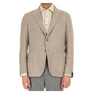 Tagliatore Blazers, male, Gray, Size: M Wool Diagonal Jacket