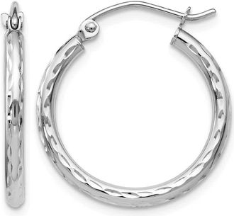Diamond2Deal 14K White Gold Hinged Round Hoop Earrings