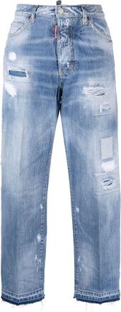 Dsquared2 distressed straight-leg jeans - women - Cotton/Cotton/Polyester - 40 - Blue