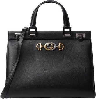 Gucci Black Leather Zumi Top Handle Tote