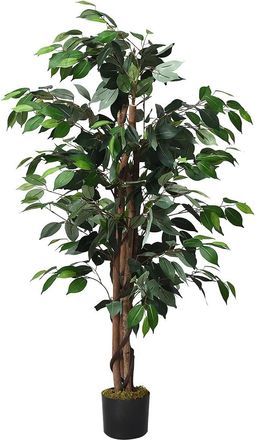 Costway Costway - Planta Falsa Ficus Artificiales 1,2 M Planta Decorativa Tronco Natural Sin Manutenci&oacute;n