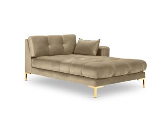 MICADONI Chaise longue de angulo derecho de terciopelo beige