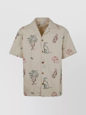 Dr&ocirc;le de Monsieur graphic print camp collar shirt