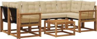 vidaXL Conjunto De Sof&aacute;s De Exterior 7 Uds. Natural Y Beige Vidaxl