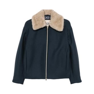 Herno Giacca con collo in pelliccia - - Jackets - Donna - Blu - M