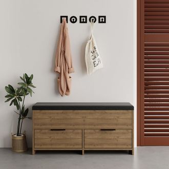 Decortie Cove Shoe Storage Bench Lift-Up Lid Drop Door 106cm in Dark Brown | Size: 1 Pack