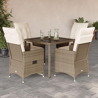 vidaXL Set Comedor De Jard&iacute;n 5 Pzas Con Cojines Rat&aacute;n Sint&eacute;tico Beige Vidaxl