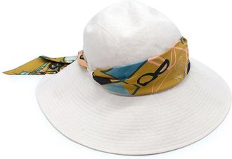 Herm&egrave;s Neutral Fedora With Twilly Detail Size L