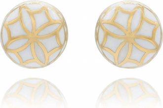 Georgina Jewelry Womens Signature Flower Sphere Earrings In Mother Pearl