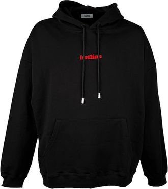 GCDS Hotline Embroidered Hoodie - Heren - Hoodies - Zwart - L - Katoen - Hoodies & sweatvesten
