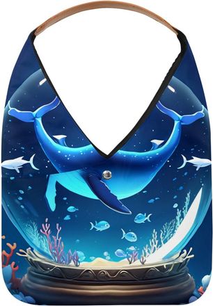 Generic Whale Crystal Ball Reusable Lightweight Grocery Bags - Foldable Into Compact Pouch, Washable & Sturdy, Multipurpose for Shopping and Travel