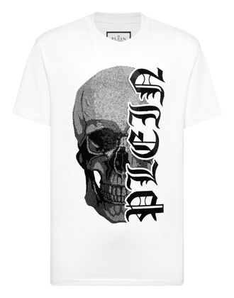 Philipp Plein Round Neck T-Shirt Gothic Plein Stones