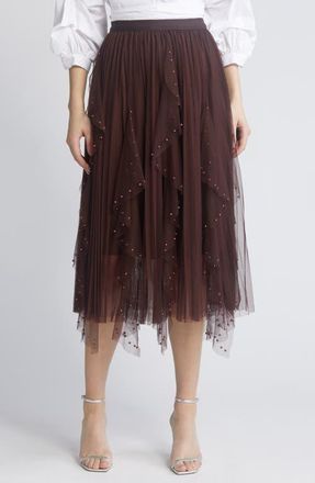 Nikki Lund Wendy Beaded Tulle Skirt in Brown at Nordstrom, Size X-Small