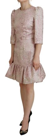 Dolce & Gabbana Womens Pink Jaquard 3-4 Sleeve Sheath Midi Dress Polyester