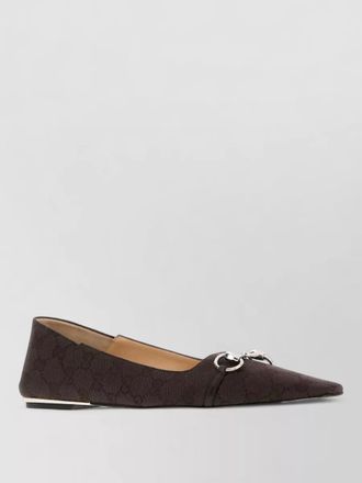 Gucci gg fabric loafers pointed toe metal detail