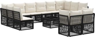 vidaXL Conjunto De Sof&aacute;s De Jard&iacute;n 13 Uds. Negro Rat&aacute;n Sint&eacute;tico Vidaxl