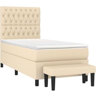 vidaXL Vidaxl - Cama Box Spring Con Colch&oacute;n Tela Color Crema 90x200 Cm